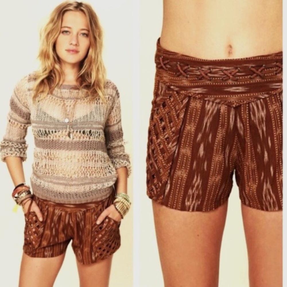 NWT FP New Romantics Patola Ikat Lattice Shorts 8
